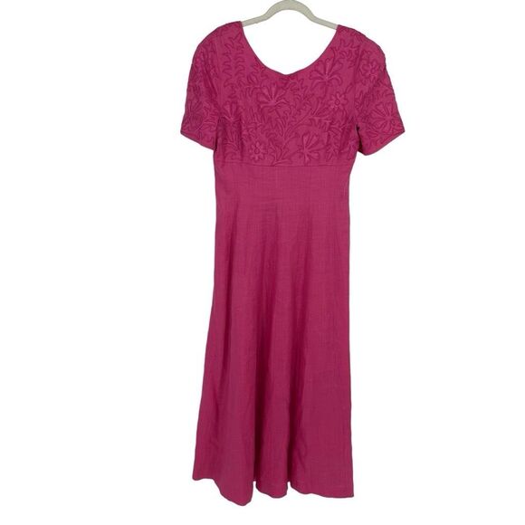 Vintage 80’s Marie St. Claire Midi Dress Size 12 Pink Floral Embroidered Modest - Picture 2 of 11